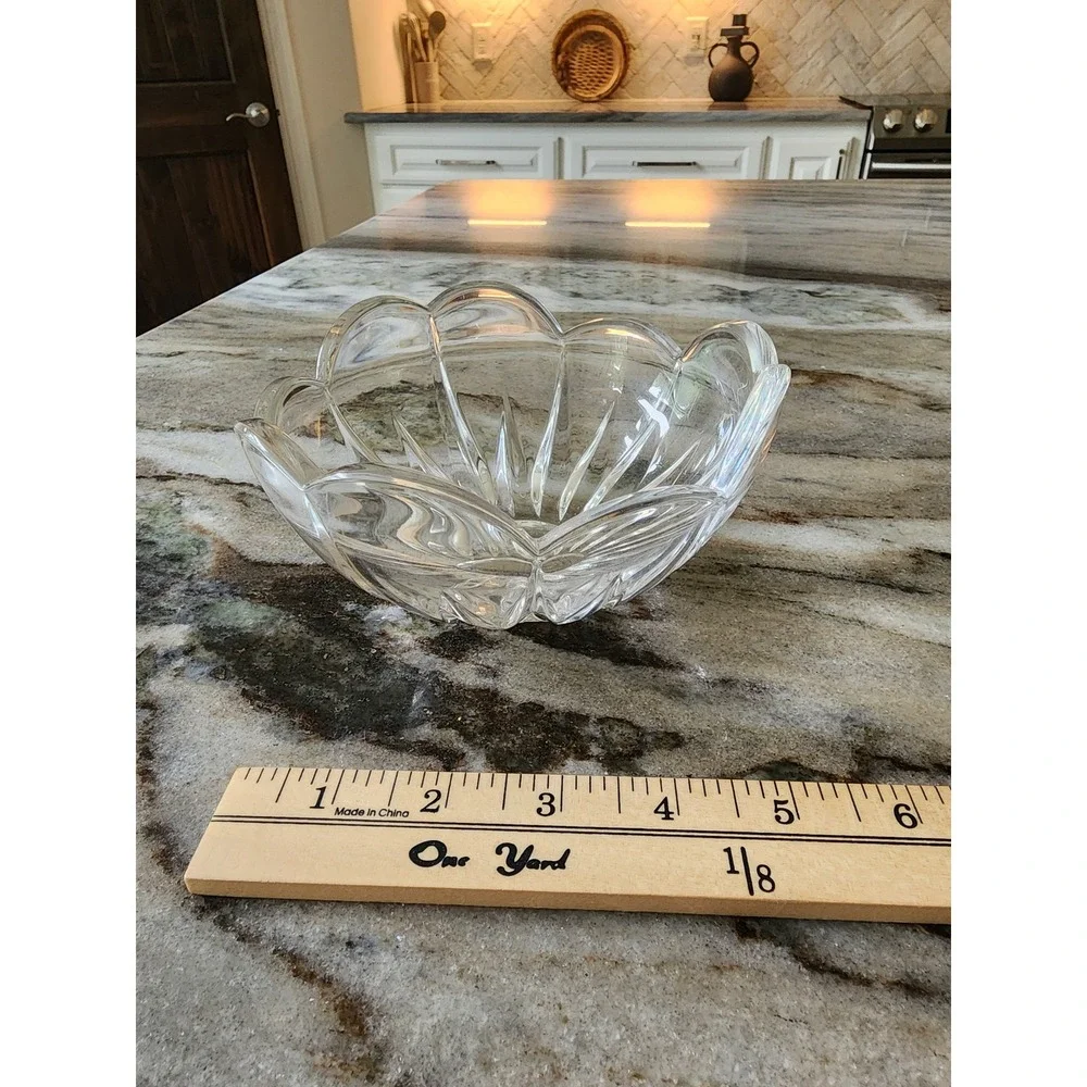 Vintage Mikasas Scalloped Crystal Glass Bowl Icicles Lotus Flower 6